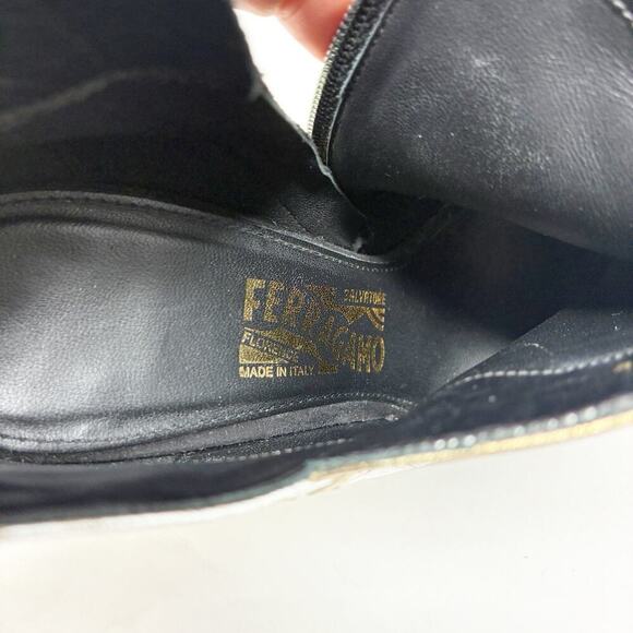 Salvadore Ferragamo Black Suede Silver and Gold Leather Accent Booties 7 - Picture 7 of 8